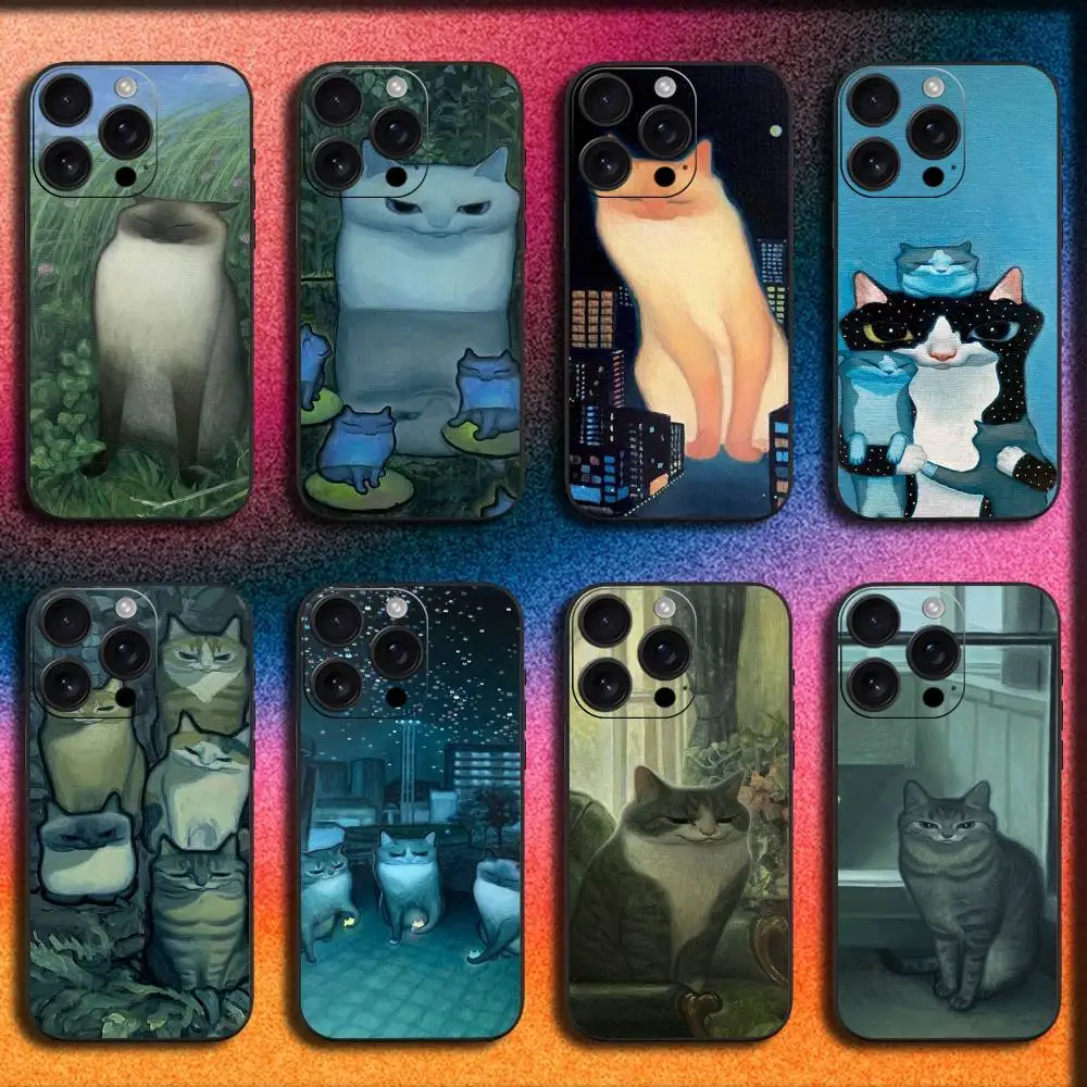 

K-Karin Hosono Art cat Phone Case For iPhone 17,16,15,14,13,12,11,Pro,Max,Plus,E,SE4,Air,Mini Black Cover