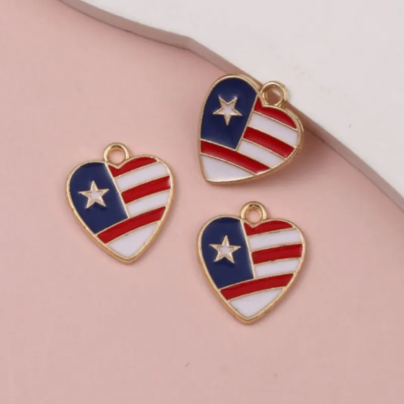 10pcsNew Umbrella Enamel Charms Independence Day of the United States Pendants For Making Handmade DIY Findings Accessories