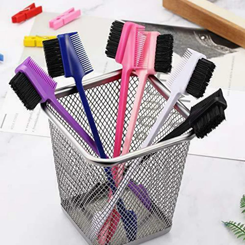 N83R 6 Pieces 3 In 1 Hair Edge Brush Double Sided Hair Comb Pack (Random Color)