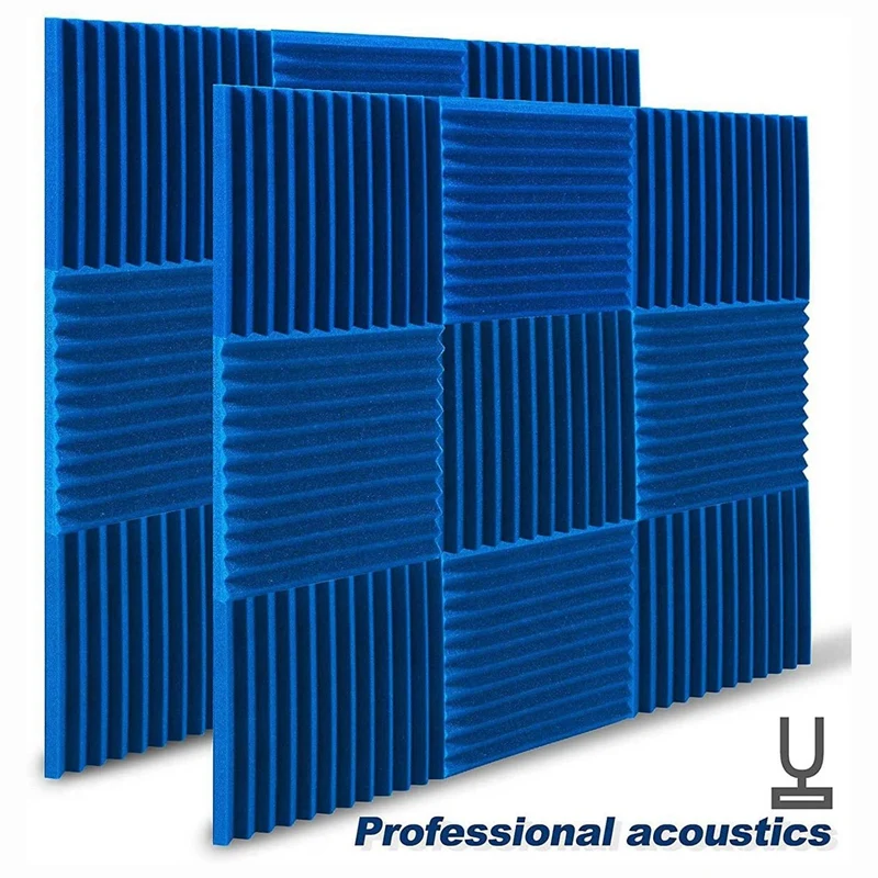 Paneles de espuma acústica para pared, paquete de 48 paneles insonorizados de 1x12x12 pulgadas con sonido de fuego, cuñas de sonido para estudios y hogar