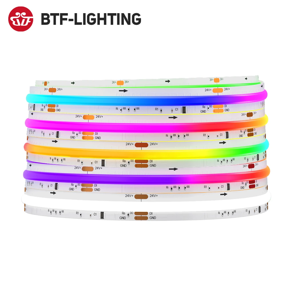 FCOB SPI RGBW IC LED Light Strip WS2814 Addressable 784 LED Dream Color 10mm DC24V SK6812 High Flexible FOB COB Lights RA90 IP30