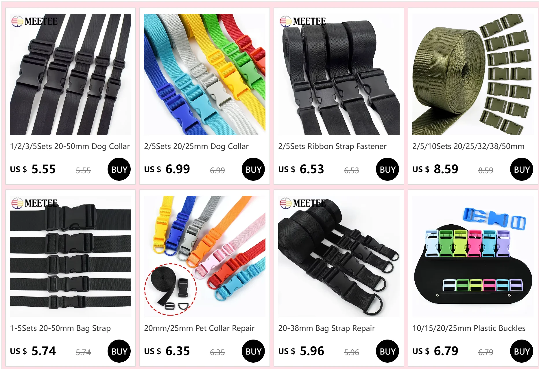 1-10 Sets 20-50mm Taschenriemen-Reparaturzubehör Kunststoff-Schnellverschluss Hundehalsband Nylon-Gurtband Verstellbarer Schiebeverschluss Seitenclip – Detail 1
