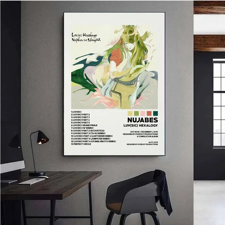 N-Nujabes Luv(sic) Hexalogy ألبوم الموسيقى غطاء قائمة التتبع المشارك يطبع جدار صورة فنية قماش اللوحة غرفة المعيشة المنزل ديكو