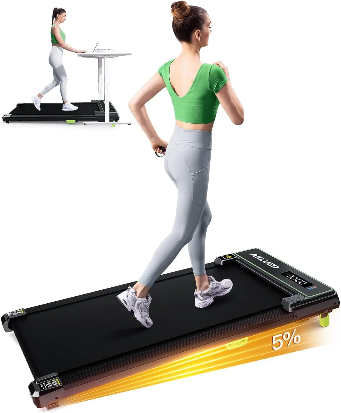 Under Desk Treadmill for Home, 2.5HP Portable Treadmills with Remote Control, 4 in 1 Incline Treadmill