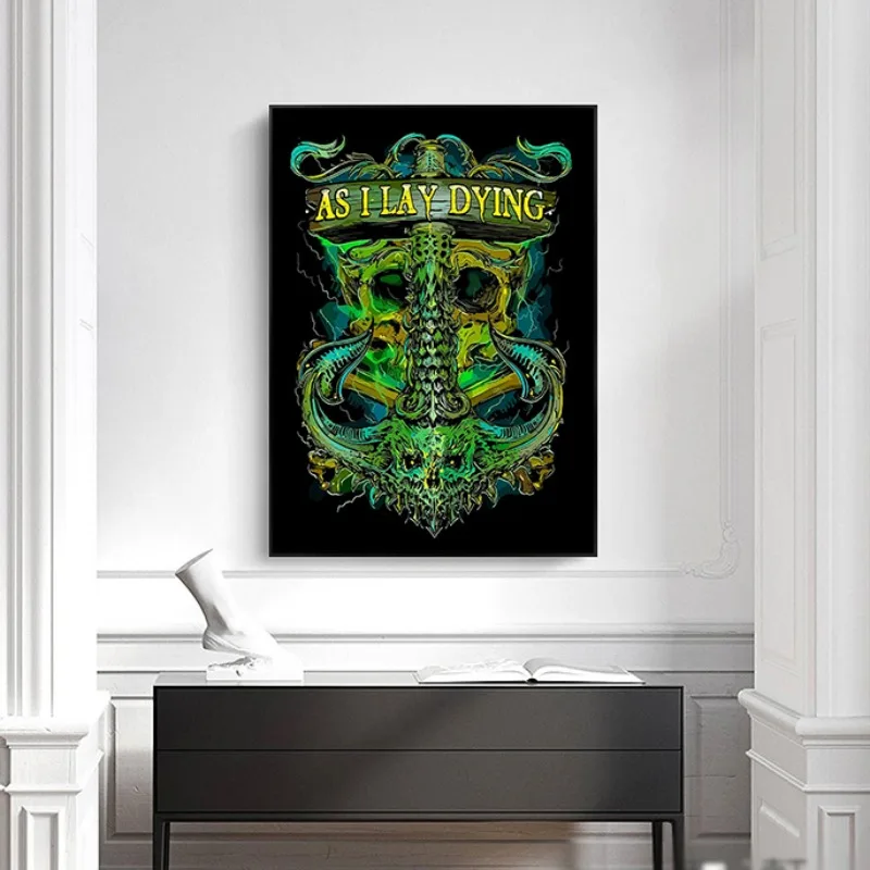 Gothic Skull Canvas Print Wall Art Dark Horror Rock Art Poster Creepy Grunge Decor for Living Room Bedroom Home Decor Unframed