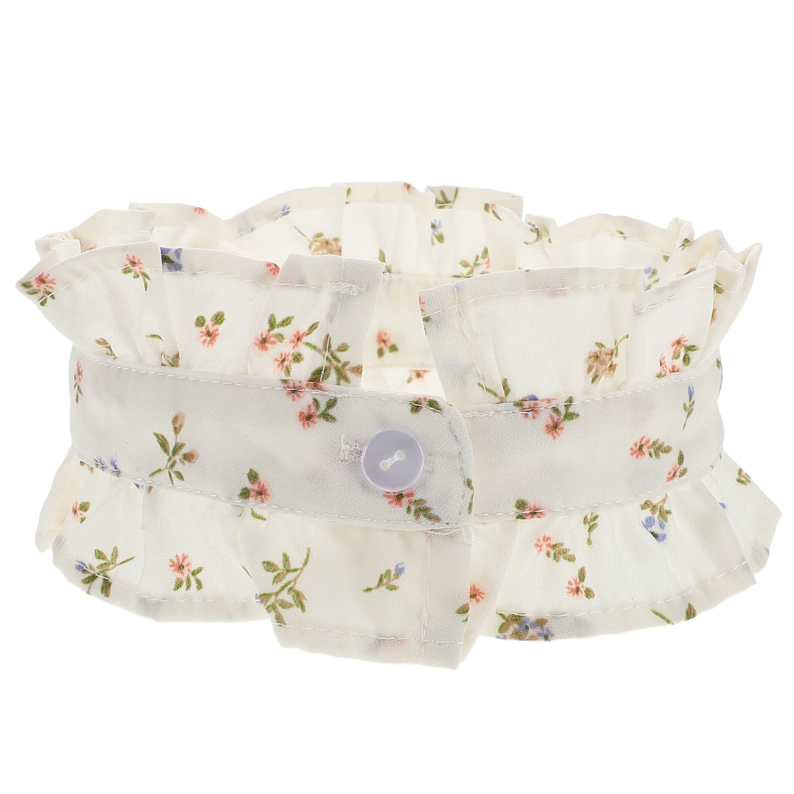 

Floral Fake Collar Vintage Organza Pleated Shirt Wrinkle Women's Detachable Blouse False Top Removable Polyester Stand-up