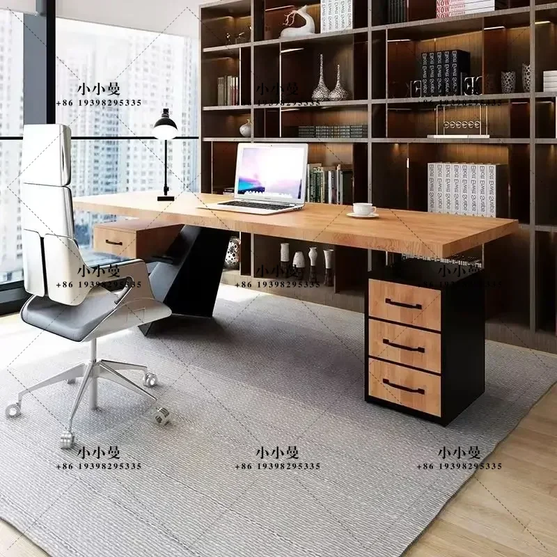 Atmospheric solid wood computer desk office dedicated single with chest of drawers staff manager home