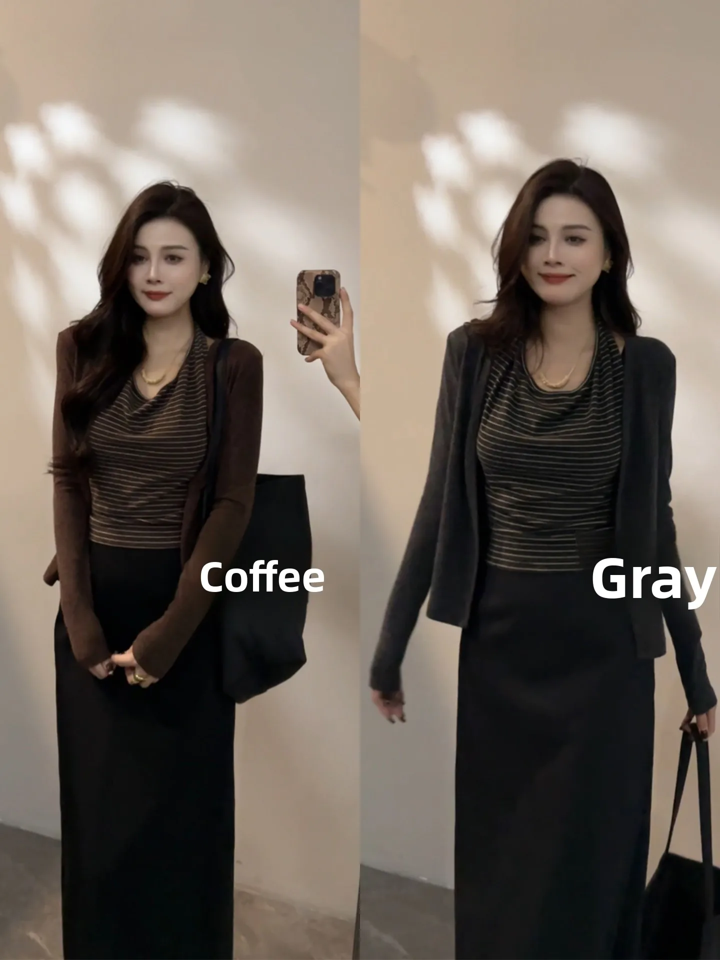 

Комплект из двух предметов: приталенная полосатая футболка с длинным рукавом и дизайнерский жилет-топ с завязками на шее, женская модная повседневная одежда DT595