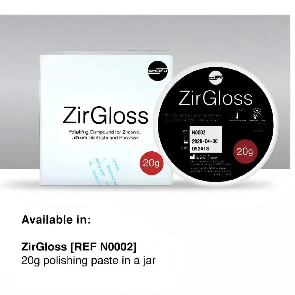 

SHOFU ZirGloss Polishing Paste High-Gloss Diamond&Alumina Compound Zirconia Lithium Disilicate&Porcelain Glazed-Like Shine 20g