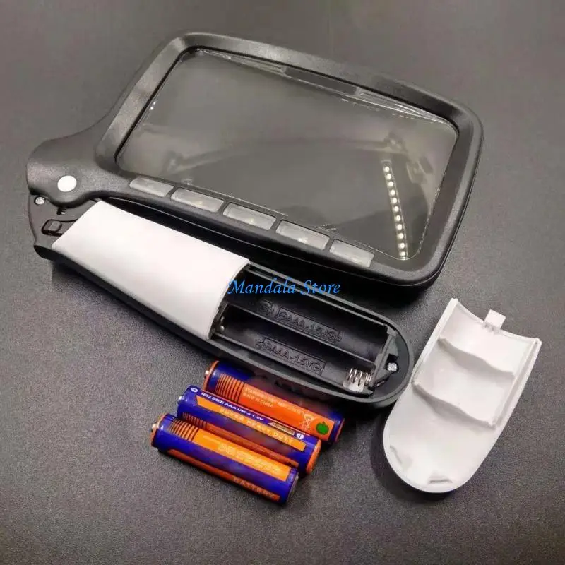 

U2JC Hand Glass Handheld Folding Reading Magnifier 2X/3X Magnification for w/ 5 Dimmable LEDs for Ideal for Readin