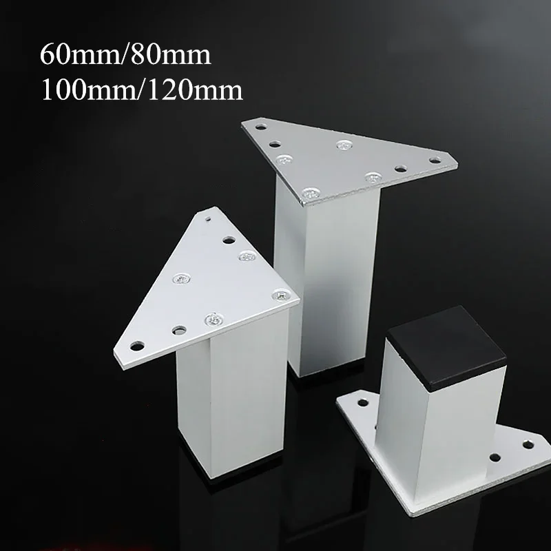 

4pcs Square Metal Furniture Leg Cabinet Coffe Table Legs Thick Aluminum Alloy for TV Cabinet Sofa Foot Support Bed Riser