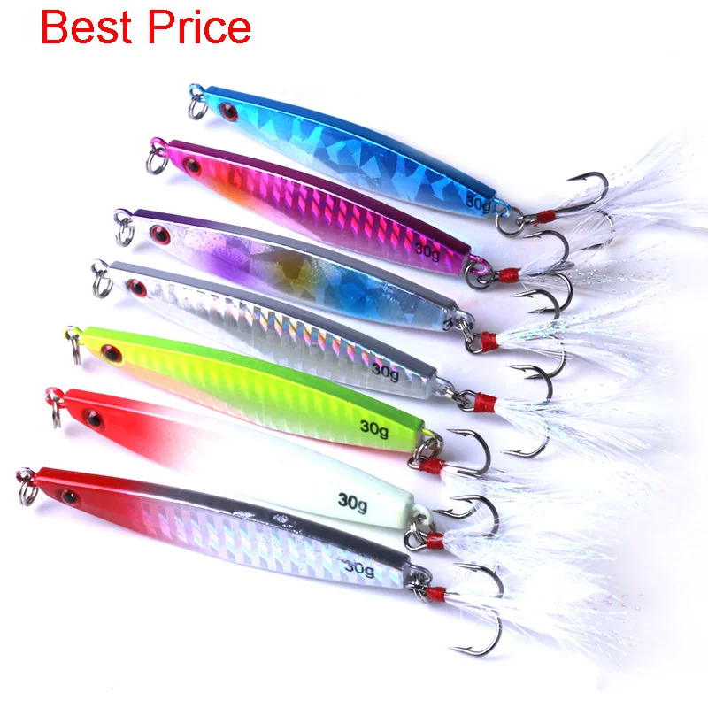 

10Sets 7Pcs/set Metal Iron Plate Luya Bait 14g / 21g / 30g / 40g Lead Fish False Bait