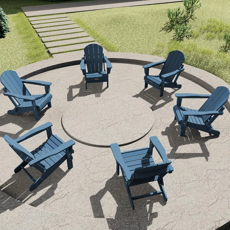 

Chair Lawn Chair Outdoor Chairs Set of 6 Weather Resistant for Patio Deck Garden, Backyard Deck, Fire Pit - Blue