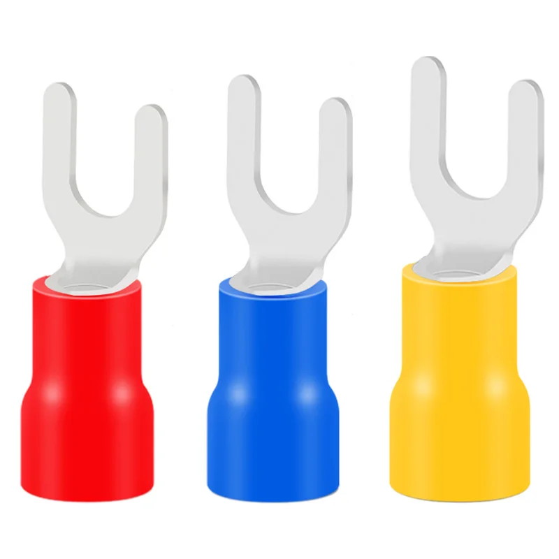 50PCS Bornes à sertir à fourche Connecteurs de fils électriques M4/M5/M6 Cosses isolées en U Pour épissure rapide Connexion de câbles