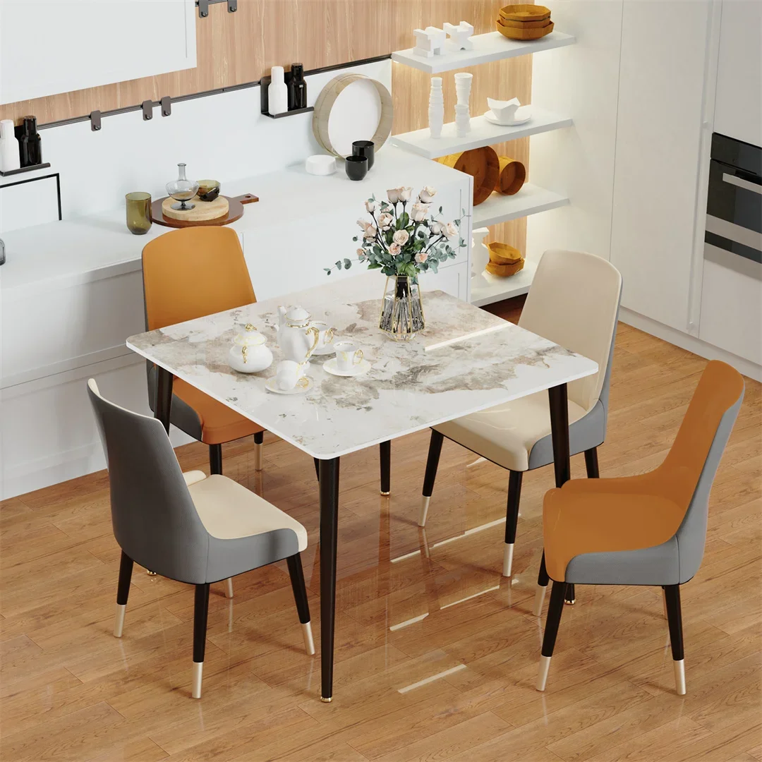 Square Dining Table for Marble Dining Desk 4 Restaurant Kitchen Cafe Shop  with Dining Chair Sets