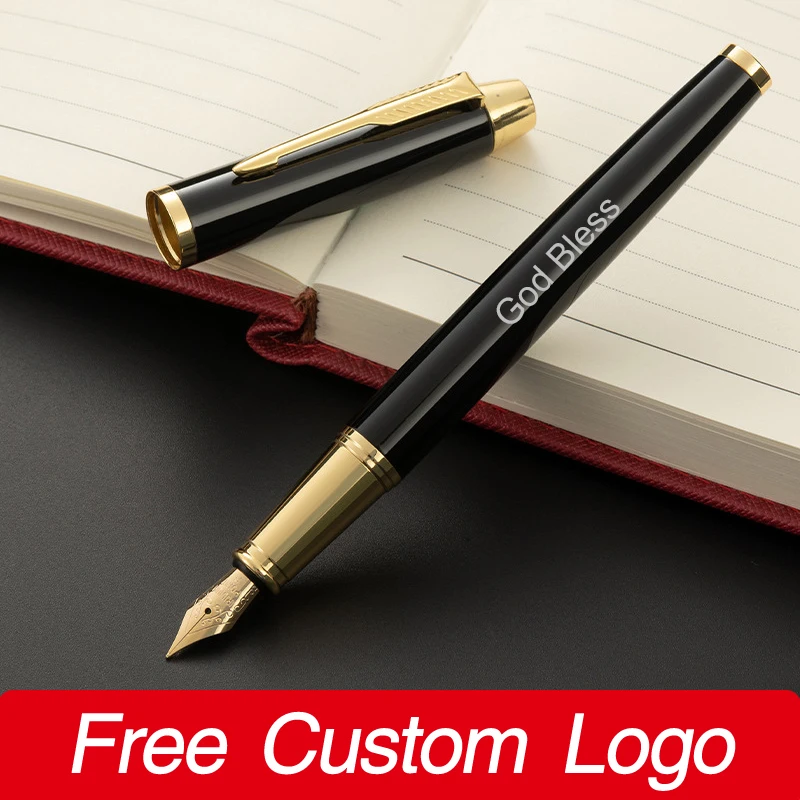 

Luxury Metal Fountain Pen Business Advertising Custom Logo Office Stationery School Student Teacher Gift Signature Pen Wholesale