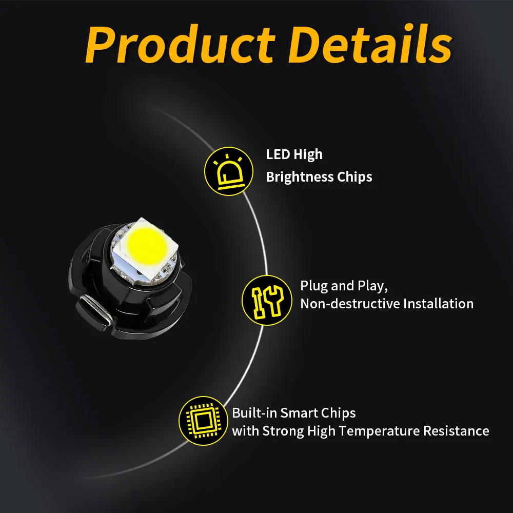 10PCS T3 T4.2 2835 T4.7 5050 Powerful Bright LED 12V Car Vehicles Interior Instrument Dashboard Panel Lights 7 Colors Lighting - view 3