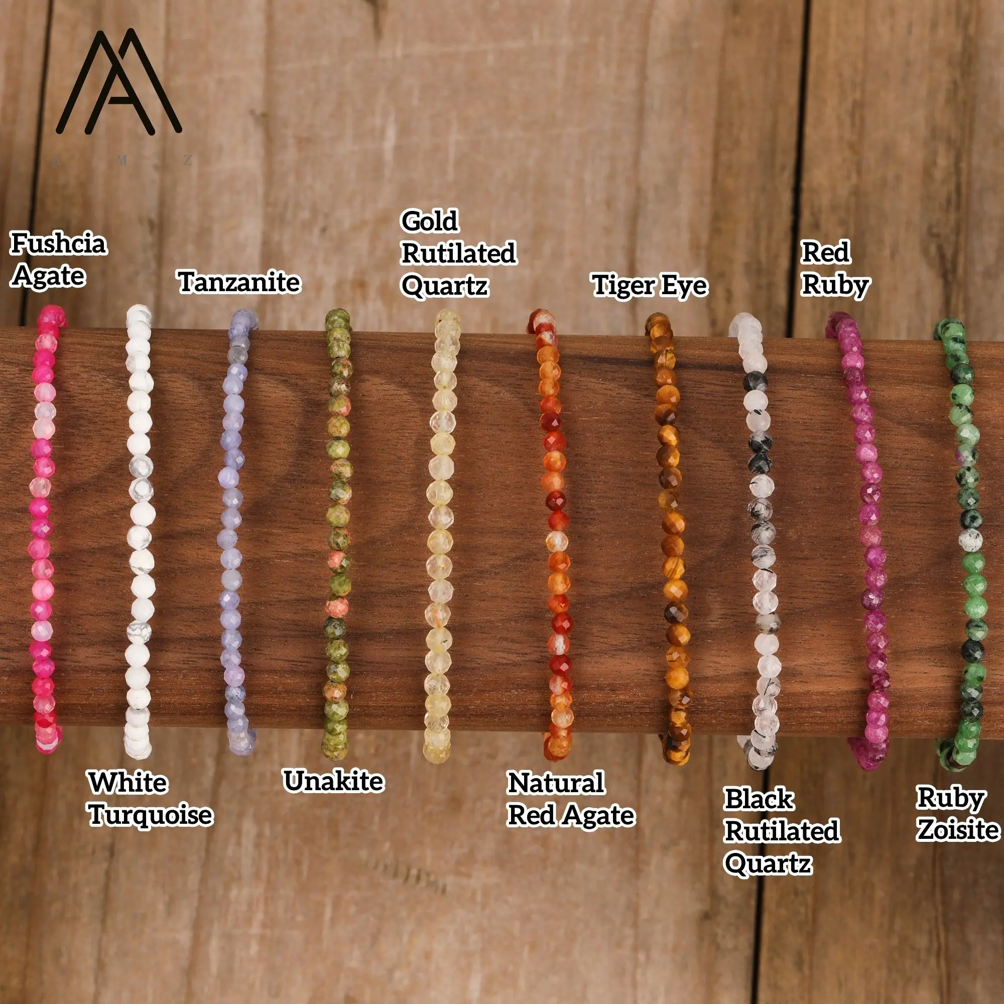 Natural Crystal Bracelets Faceted Gemstone 3mm Tiny Beads Stretch Bracelet Bohemian-Style Multi-Color Bracelets Classic Jewelry