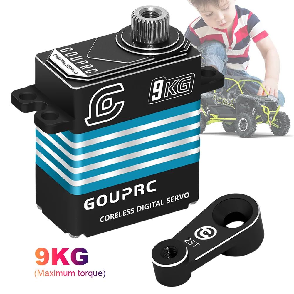 

9 кг RC цифровых сервоприводов с радиоуправляемым звуковым сигналом 25T, цельнометаллические цифровые сервоприводы без сердечника для обновления 1/18 TRX-4 TRX-6 SCX10 III, детали сервопривода