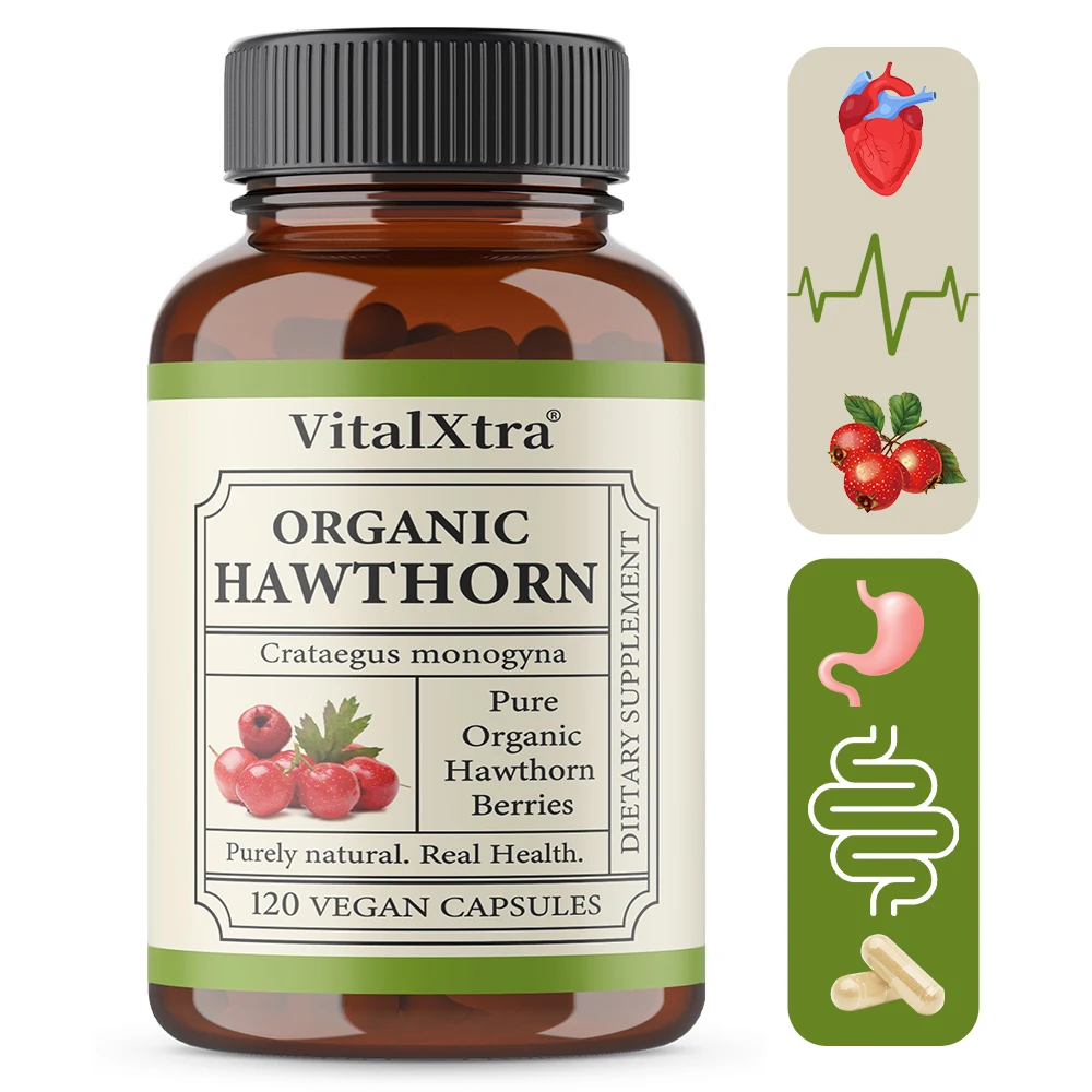 

Капсулы боярышника — способствуют кровообращению, помогают пищеварению, поддерживает здоровье сердца и контроля сахара в крови, 120 капсул