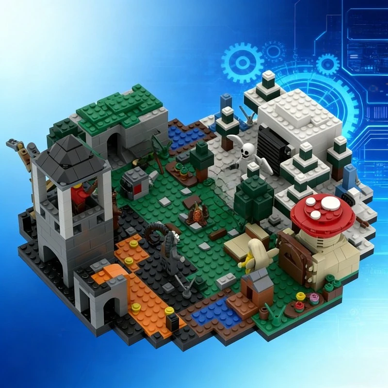 884PCS Moonlit Forest Miniature Landscape - Highly Detailed Serene Model for Display, Premium Collectible Gift for Teens Adults