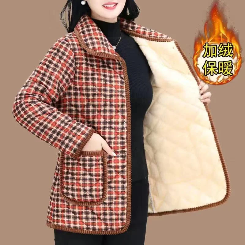 سترة صوفية نسائية بأكمام طويلة وأزرار مطبوعة على الموضة كاجوال