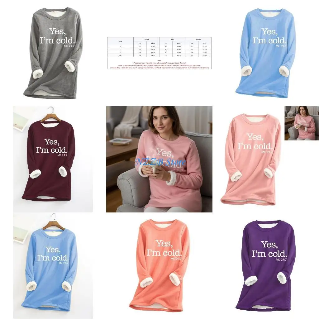 

T21F Women’s Thick Thermal Long Sleeve Pullover Plush Lined Winter Plain Undershirt