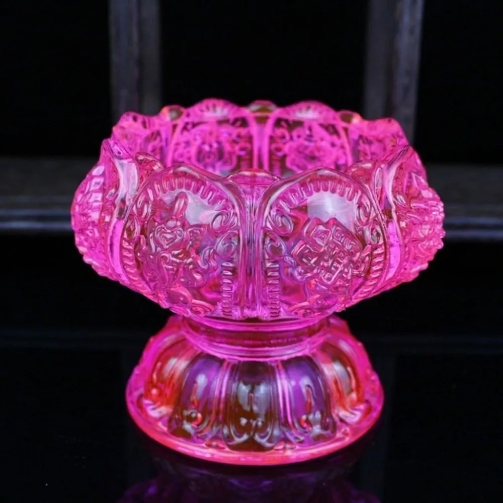 Fengshui Crystal Candle Holder Heat-Resistant Unique Lotus Candlestick Exquisite Decorative Lamp Holder Buddhist Hall