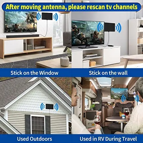 เสาอากาศทีวี Interna Portatile DVB-T2 HDTV ดิจิตอล Terrestre Con Amplificatore Segnale ที่มีประสิทธิภาพเสาอากาศ Adesiva Supporta 4K 1080P