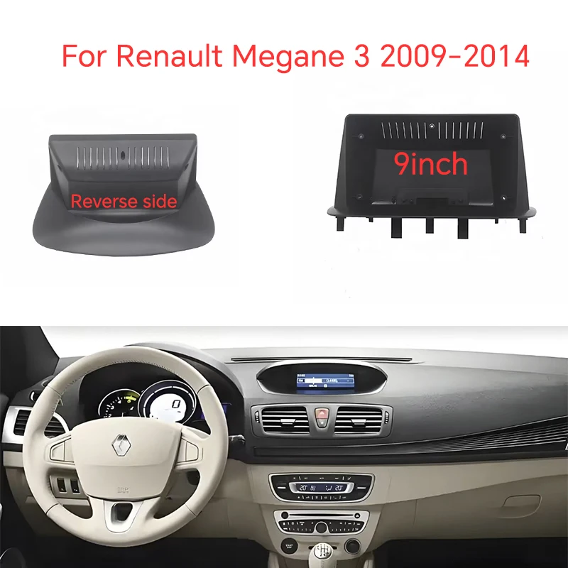 

For Renault Megane 3 2009-2014 with 9inch Fascia Frame Dash Mount Kit Trim Panel Bezel