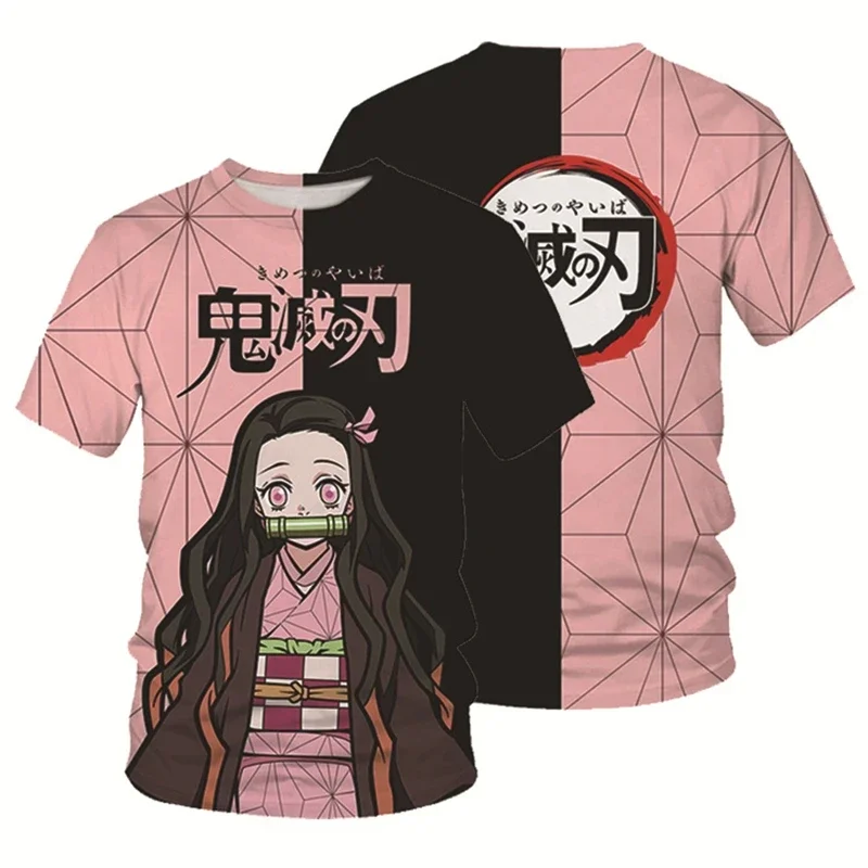 Kids Short Sleeve Sweatshirt Cartoon Top 3D Printed T-Shirt Anime Demon Slayer Boys Girls Summer Street Fashion T-Shirt Top