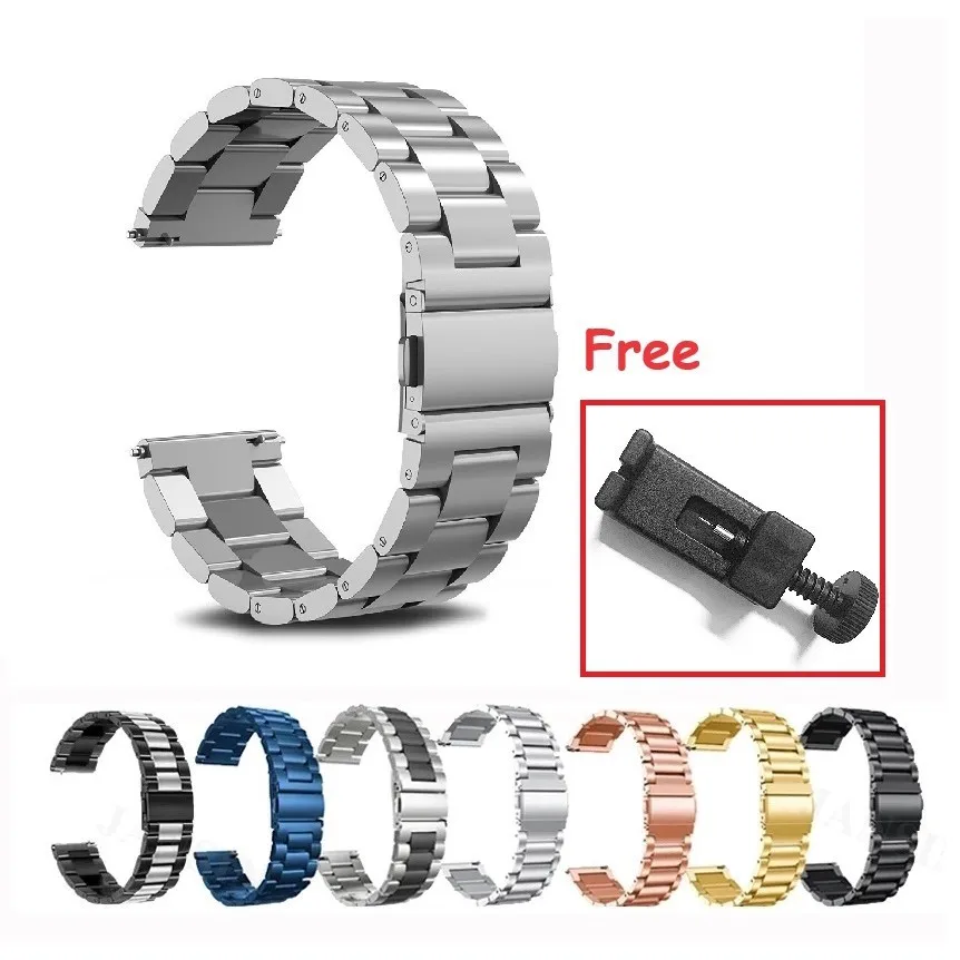 

Металлический ремешок из нержавеющей стали 18 мм, 20 мм, 22 мм для Samsung Huawei Huami Garmin Fossil