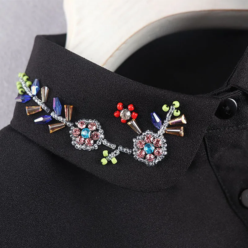 Colletto finto con fiore in rilievo bianco fatto a mano per donna Colletto falso staccabile in tinta unita Cravatte femminili Decorazione con risvolto