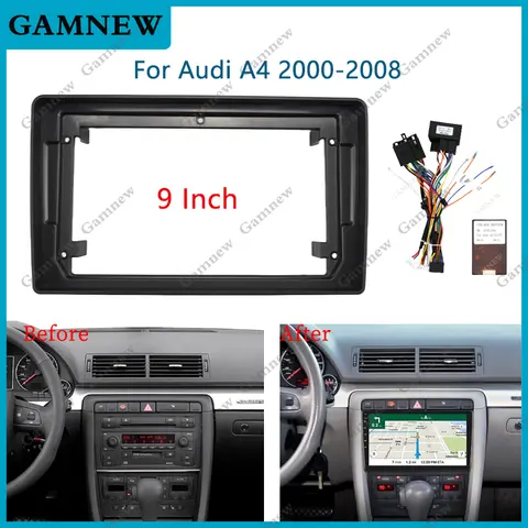 자동차 근막 프레임 어댑터, 안드로이드 라디오 대시 피팅 패널 키트, 아우디 A4, B7, S4, RS4, B6, 시트 Exeo 2000-2008, 9 인치