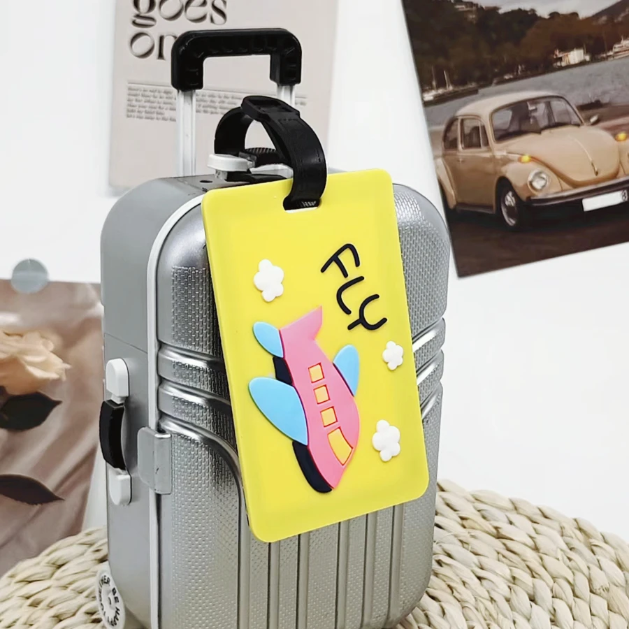 1PCS Airplane PVC Luggage Tag Travel Accessories ID Card for Students for Boys and Girls