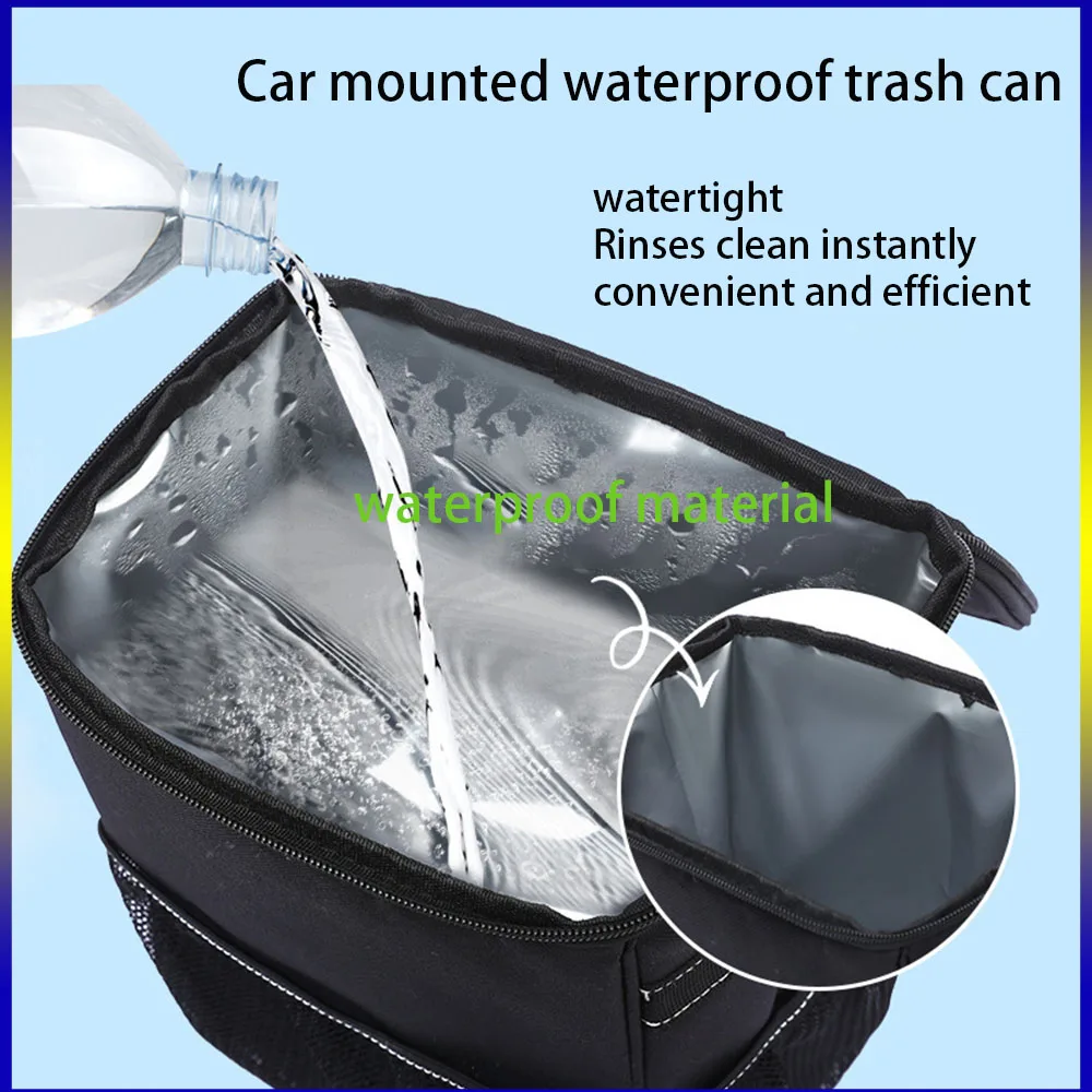 

Universal Car Trash Can with Lid​​ – Leak-Proof & Waterproof, Storage Pockets Organizer for Car/SUV/Truck Car Trash Bag