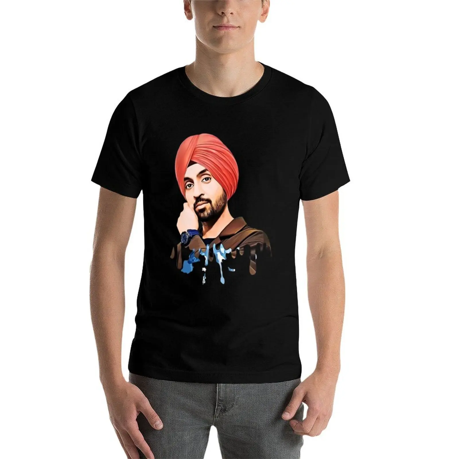 تي شيرت أنيمي مضحك Diljit قطن أبيض dosanjh تي شيرت رجالي تي شيرت لحزمة قمصان تي شيرت