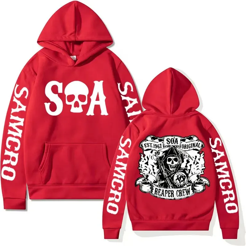 SoA-Sons of Anarchy SAMCRO Graphics Hoodie for Men Streetwear Rock Punk Sweatshirts Man Harajuku Trend Vintage Oversized Hoodies