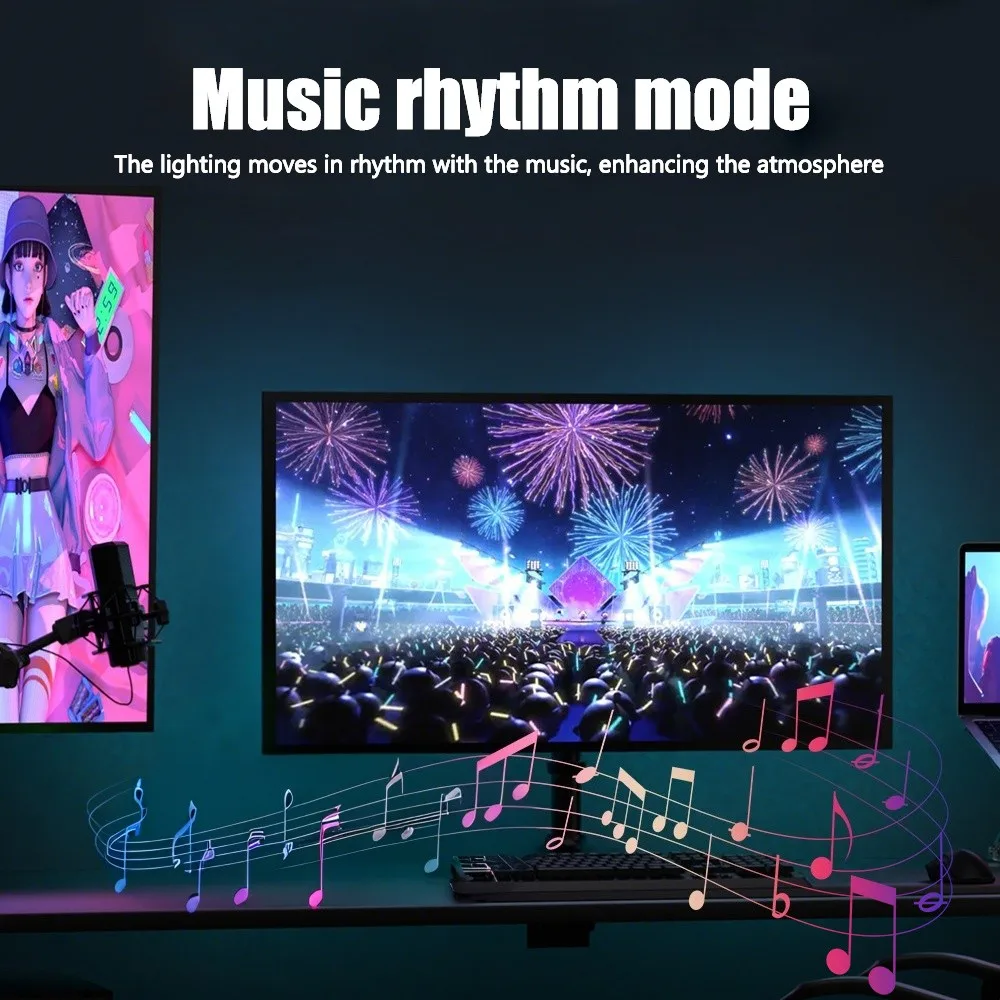 PC الخلفية ضوء التطبيق التحكم RGB مزامنة ضوء بار الألعاب الذكية LED قطاع شاشة الكمبيوتر غرفة ديكور أضواء الغلاف الجوي