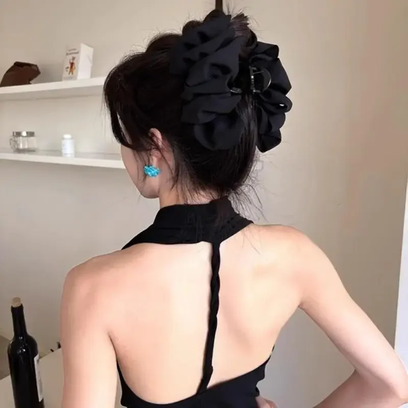 أزياء الدنيم الأزرق انتزاع كليب مطوي مشبك شعر كبير الجزء الخلفي من الرأس القرش كليب للنساء الفتيات أغطية الرأس إكسسوارات الشعر #2