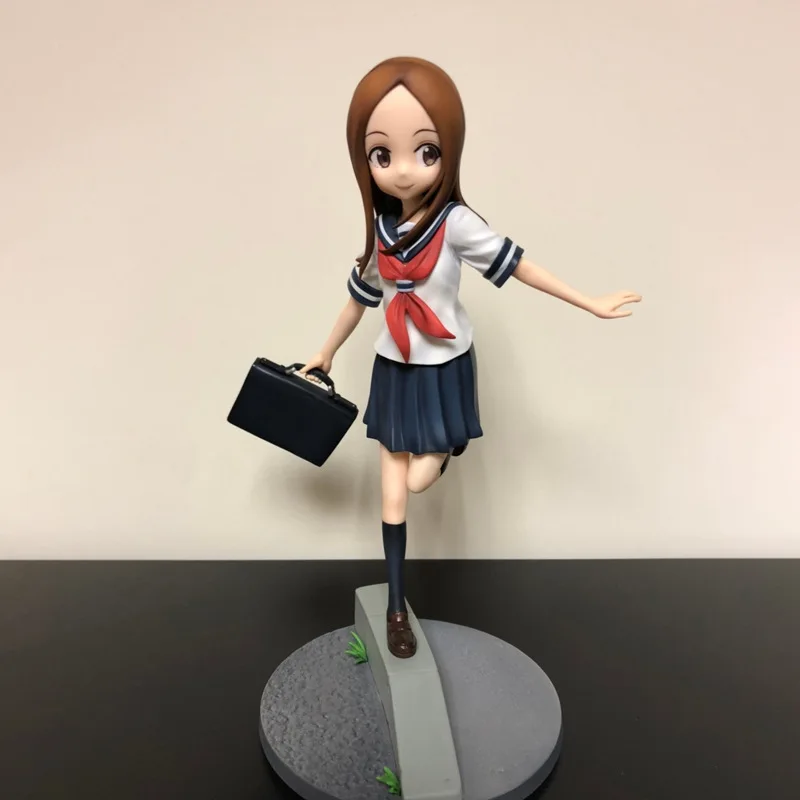 20cm 놀리는 마스터 Takagi-San Takagi 집에 가는 길 애니메이션 소녀 그림 모델 동상 컬렉션 데스크탑 장식 장식품 장난감