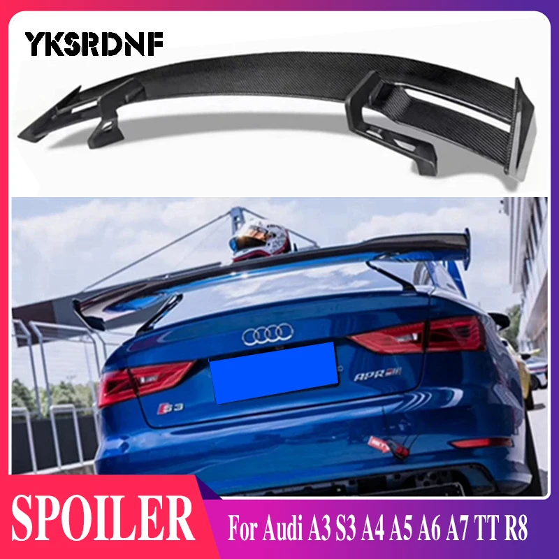 FOR Audi A3 S3 A4 A5 A6 A7 TT R8 Sedan Carbon fiber Rear Spoiler Trunk wing FRP Forged carbon