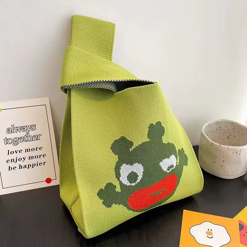 Women'S Knot Wrist Bag Handmade Knitted Bag Portable Mini Striped Tote Bucket Phone Bags Large Capacity Autumn Winter Handbags - Image 24