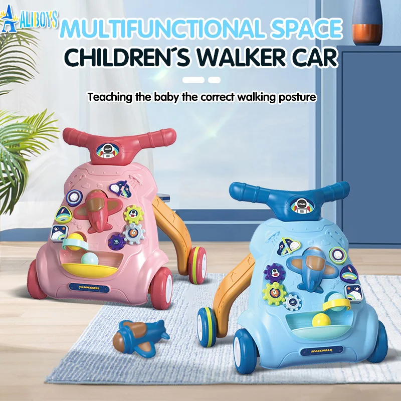 

Toddler Walker Trolley Multifunction Drag Walker Pushing Wheel Educational Music Learning Infant Activity Sensory Toy Baby Gift