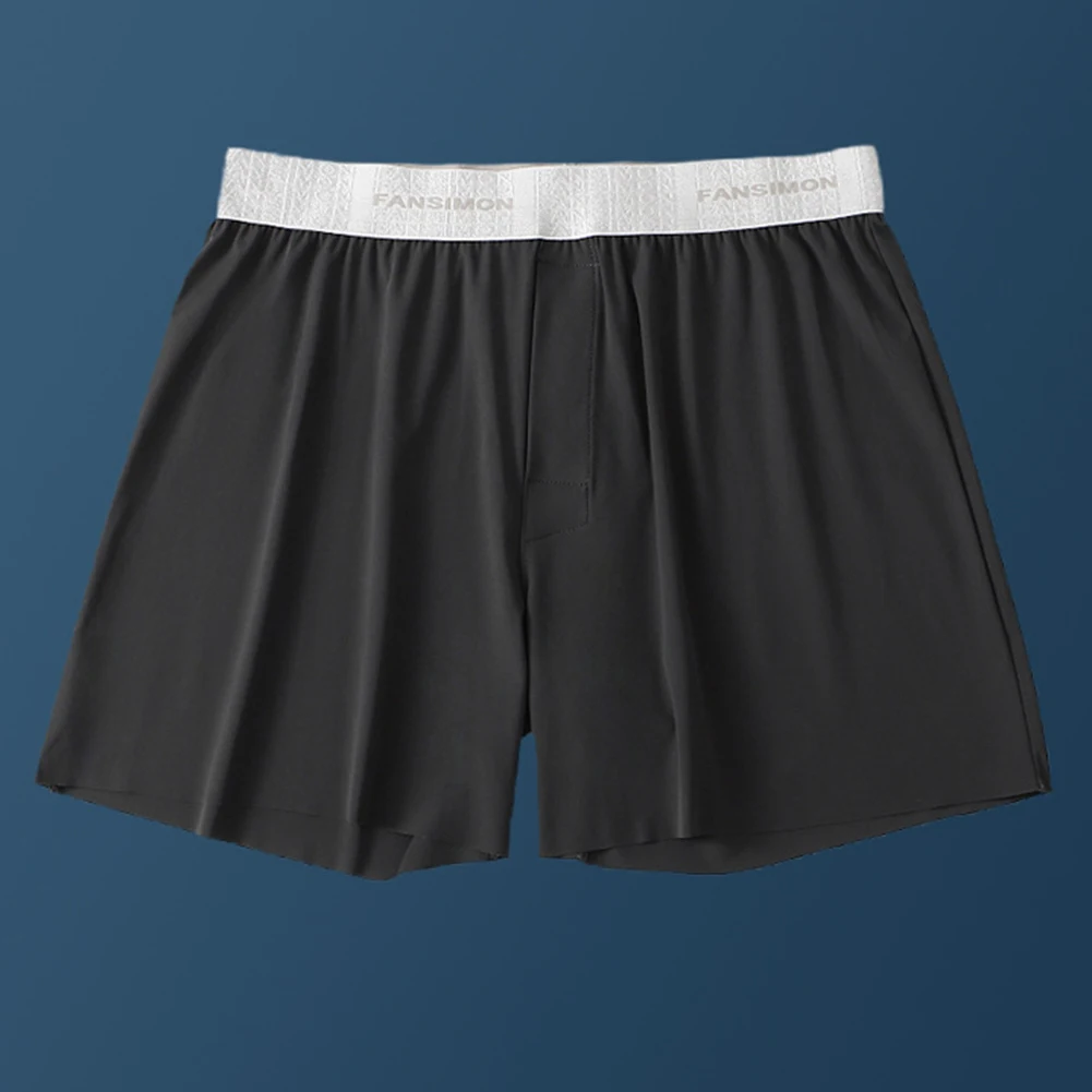 1pc pantaloncini da uomo in seta di ghiaccio delicati sulla pelle boxer tinta unita vita media mutandine elastiche lingerie uomo intimo casual