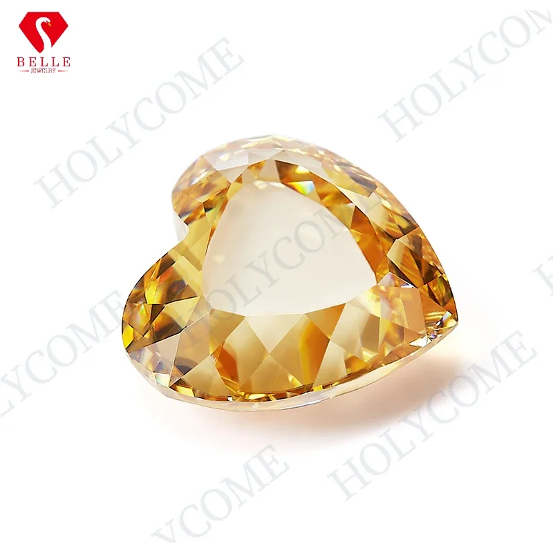 PTX Excellent Champagne Loose Moissanite Special Heart Cut 1-5ct VVS1 GRA Certificated Diamond Beads for Jewelry Making Charms