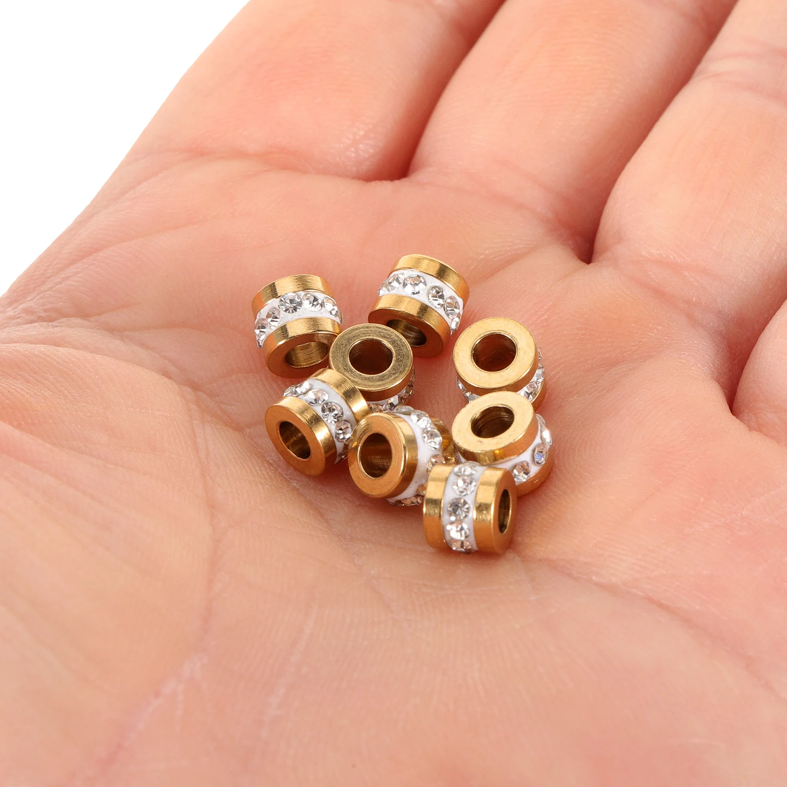

10 Pcs Charms for Bracelets Beads Jewelry Spacer Diy Making Golden Stainless Steel