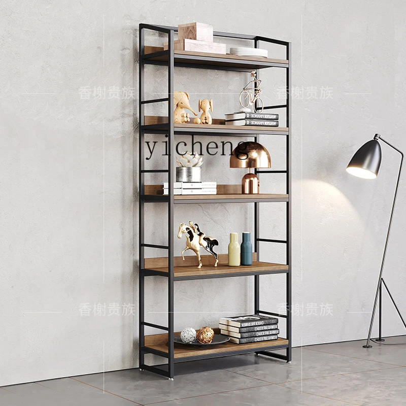 YFY  office partition rack solid wood wrought iron display rack industrial wind baffle screen storage rack