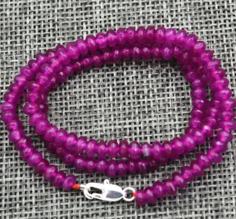

New 2x4mm Faceted rose ruby Handmade Gemstone necklace 18"