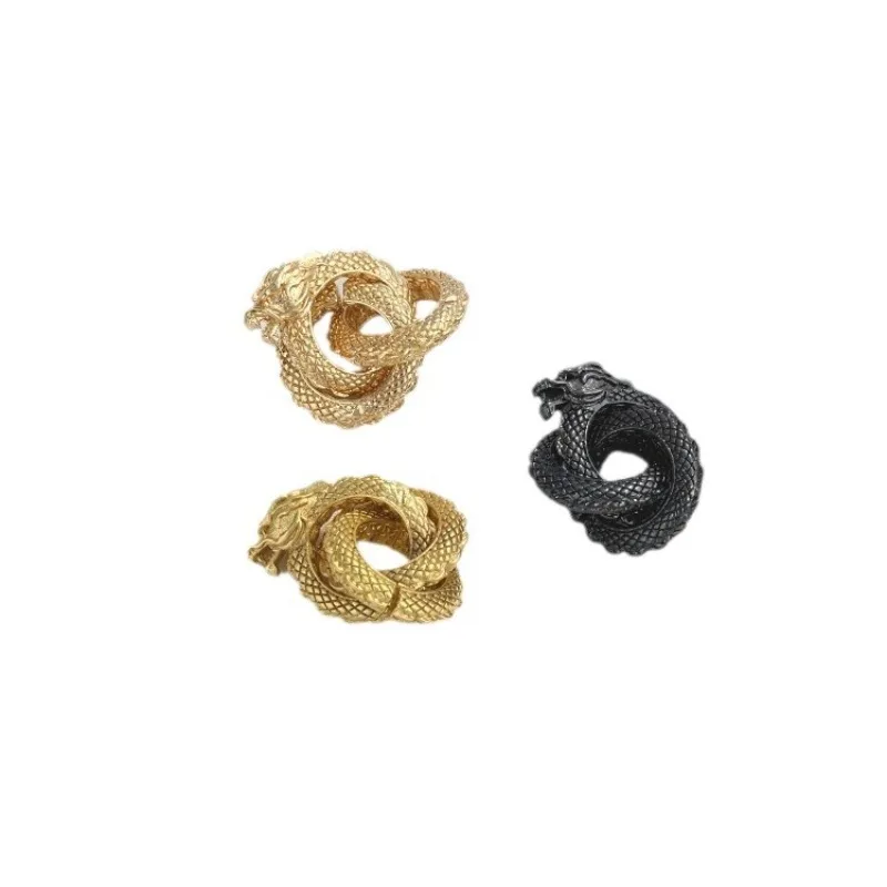 14K Gold 18K Gold Zodiac Year Of The Dragon Winding Dragon Ring Bead Spacer Running Ring DIY Beaded Bracelet Jewelry Accessories view 5